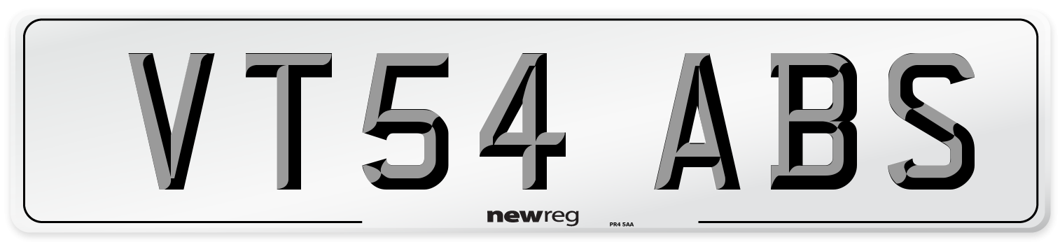 VT54 ABS Number Plate from New Reg